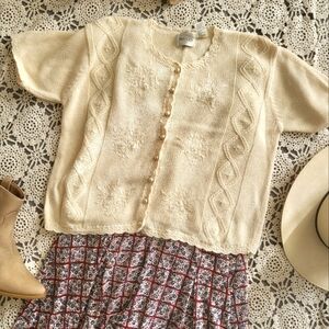 Vintage Beaded Cream Cardigan